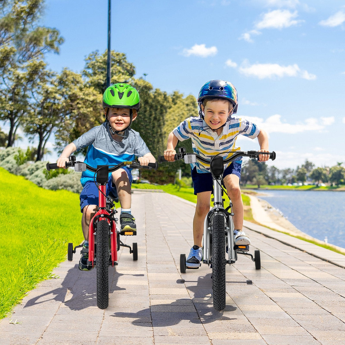 16 Inch Kids Bike with Handbrake, Coaster Brake and Bell, Red