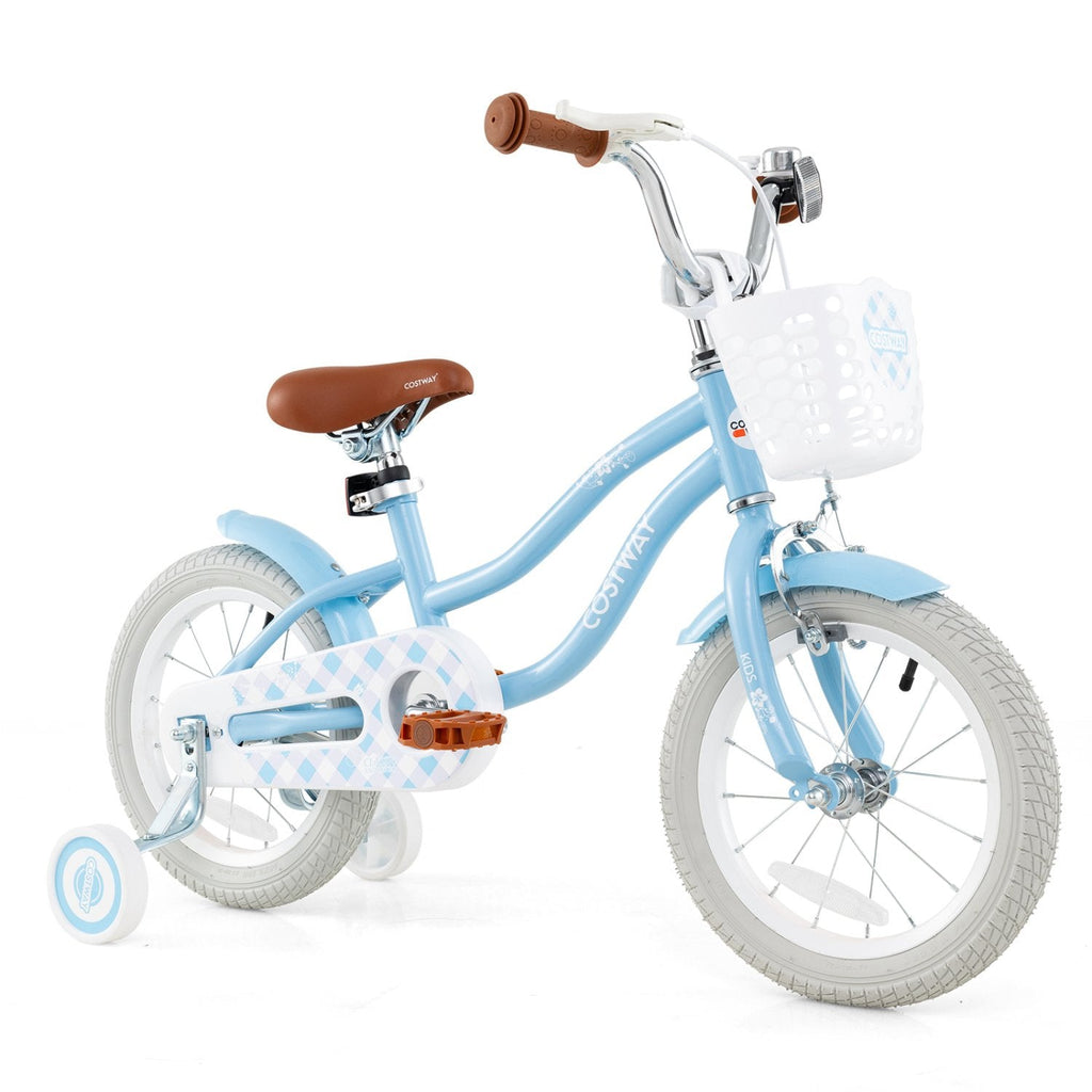 16 Inch Kids Bike with Adjustable Handlebar and Seat for Ages 4 to 7, Light Blue