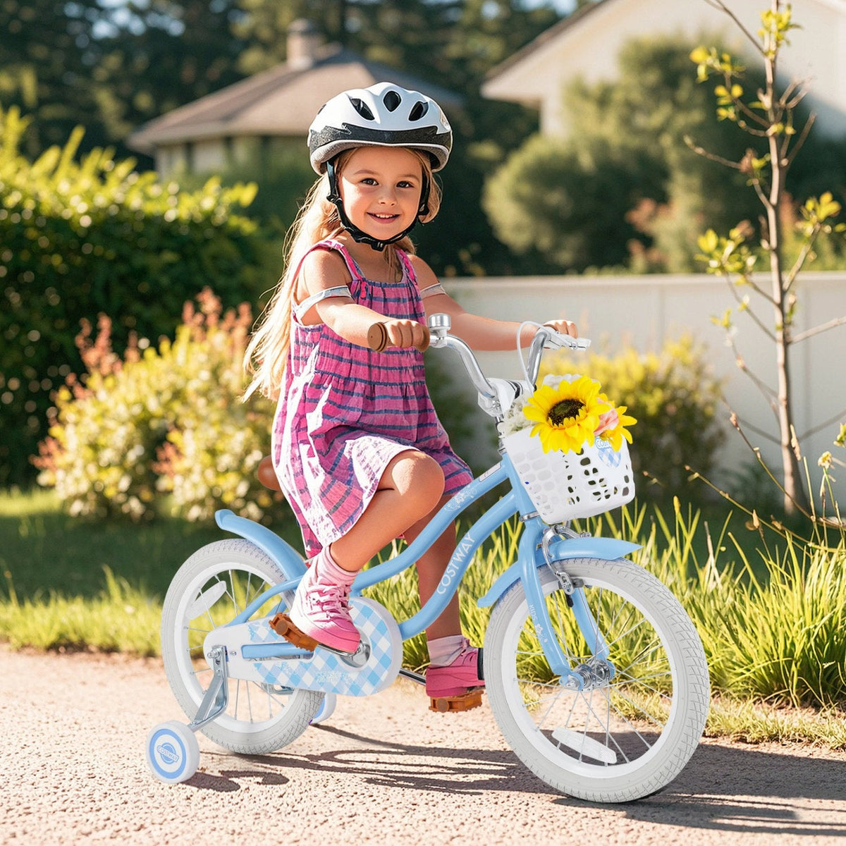 16 Inch Kids Bike with Adjustable Handlebar and Seat for Ages 4 to 7, Light Blue
