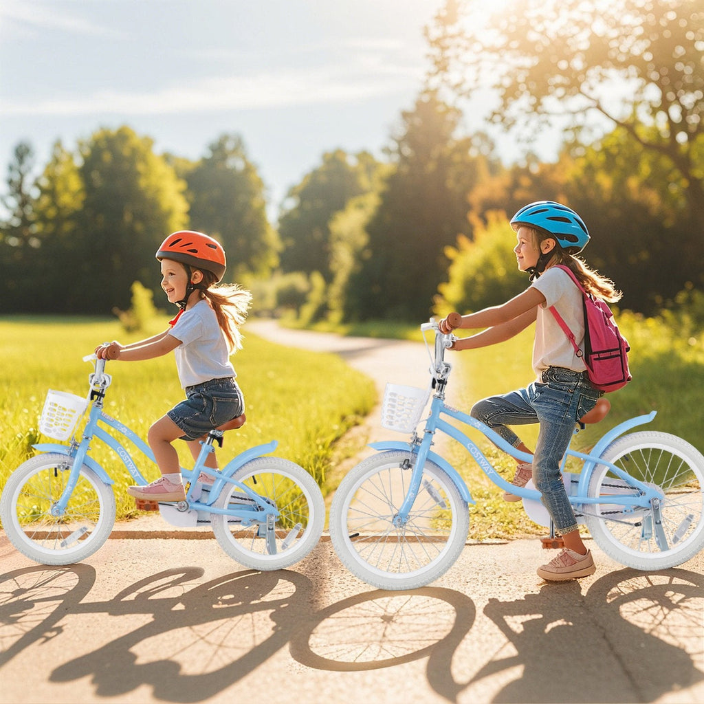 16 Inch Kids Bike with Adjustable Handlebar and Seat for Ages 4 to 7, Light Blue