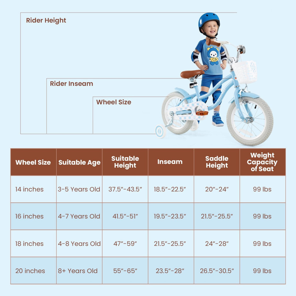 16 Inch Kids Bike with Adjustable Handlebar and Seat for Ages 4 to 7, Light Blue