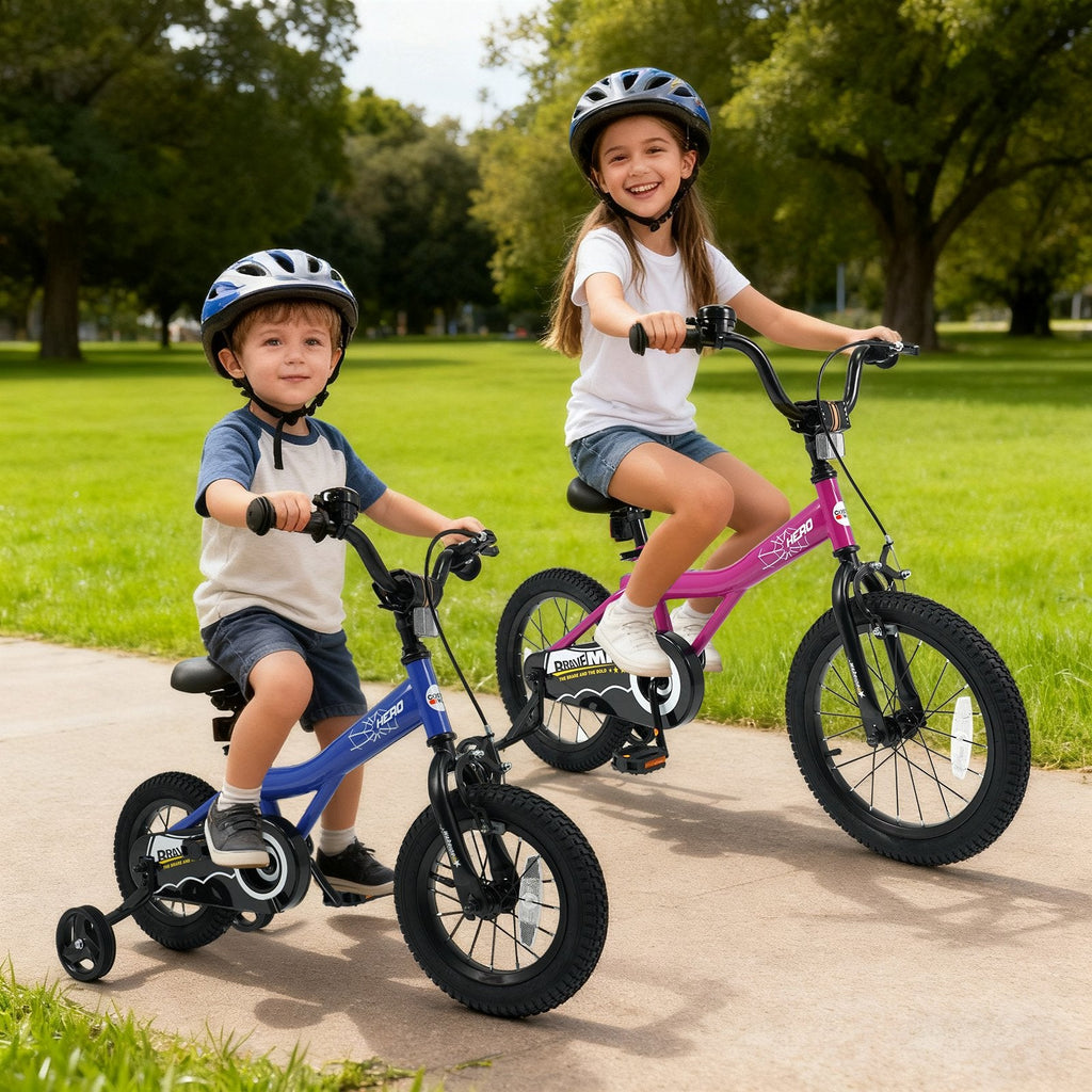 16 Inch Kids Bike with Bell and Removable Training Wheels, Pink