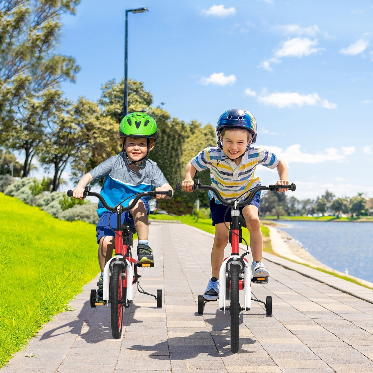 16 Inch Kids Bike with Removable Training Wheels and Reflectors, Red