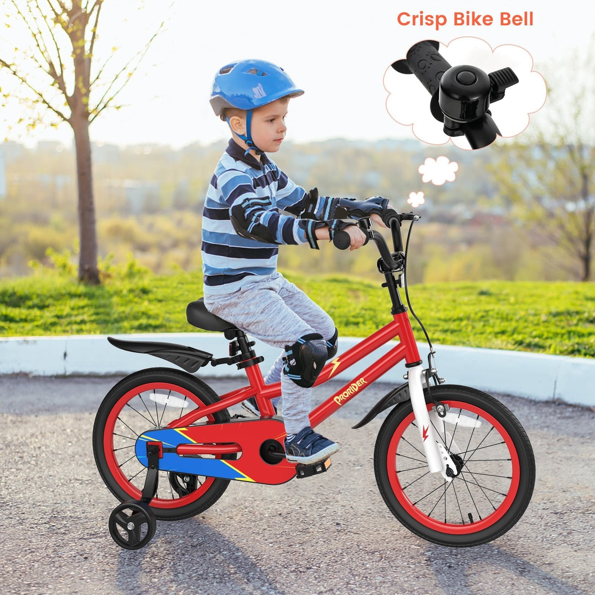 16 Inch Kids Bike with Removable Training Wheels and Reflectors, Red