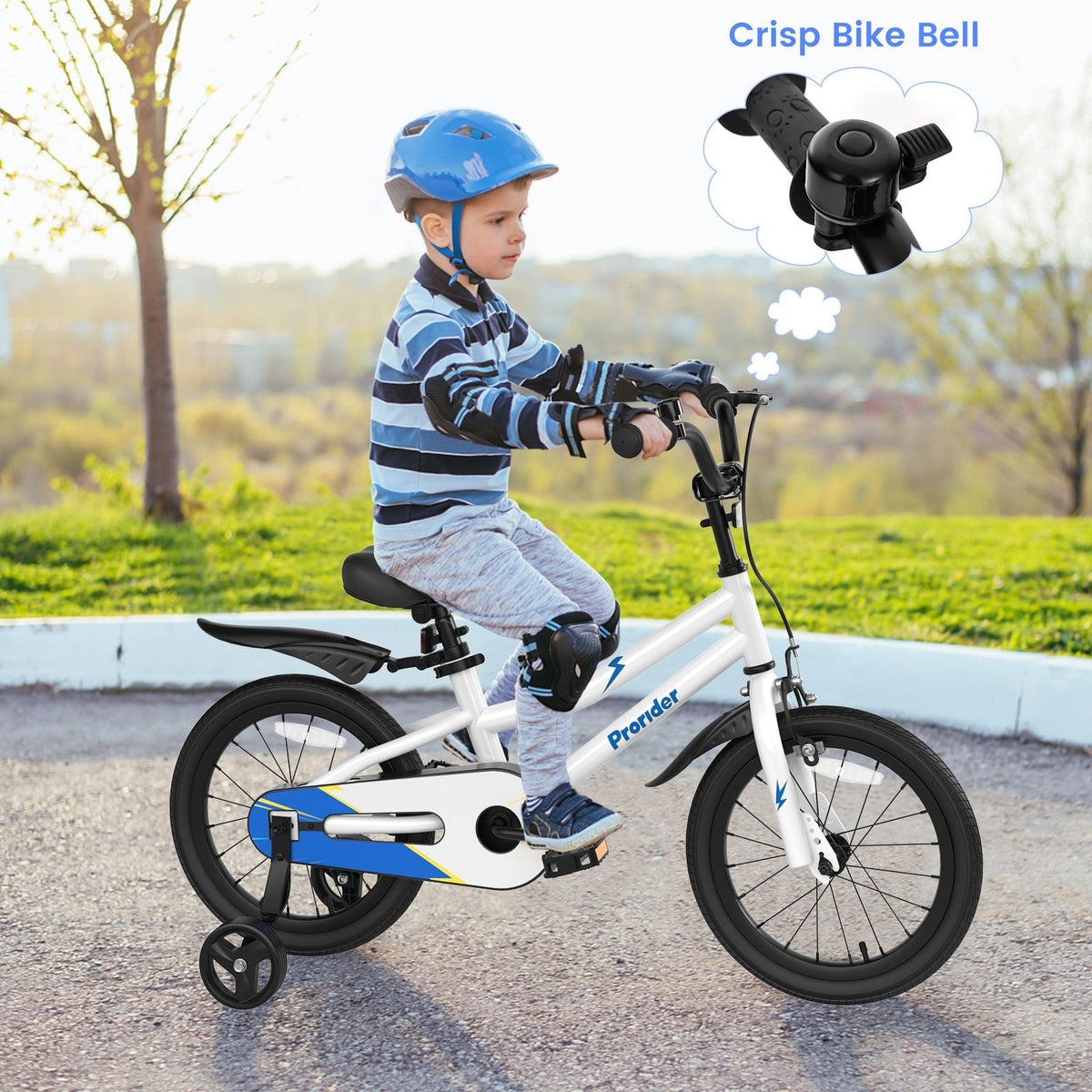 16 Inch Kids Bike with Removable Training Wheels and Reflectors, White