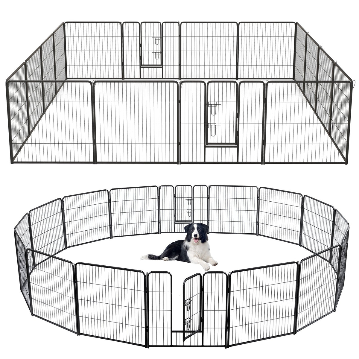 16 Panel 24/32/40 Inches Height Dog Playpen with Lock and Large Door-32 inches