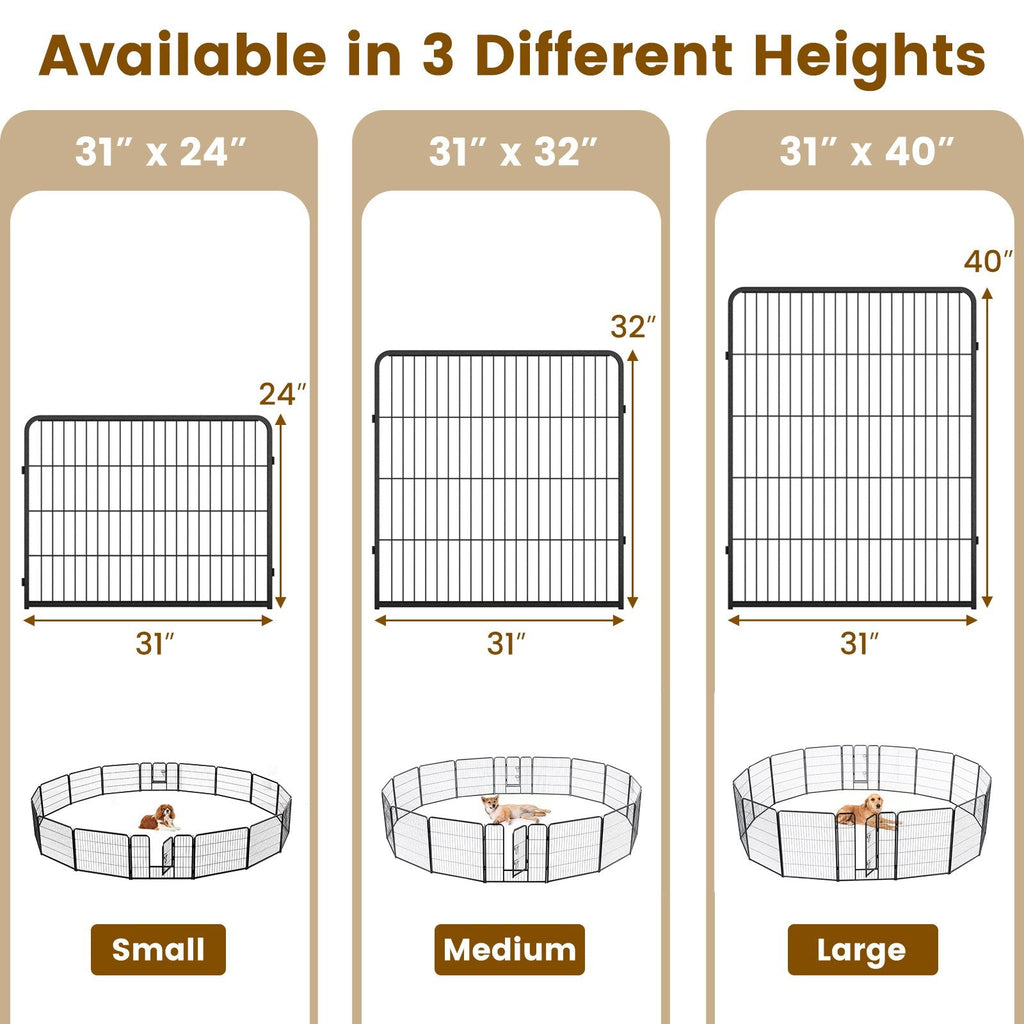 16 Panel 24/32/40 Inches Height Dog Playpen with Lock and Large Door-32 inches