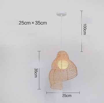 Snail Rattan Pendant Light, Creative Art Southeast Asia Vintage Pendant Lamp Reading Room Wicker Light