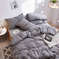 4-Piece 100% Cotton Striped Bedding Set – Japanese Style Tianzhu Cotton Bed Set