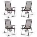 Set of 4 Patio Folding Sling Chairs Steel Camping Deck