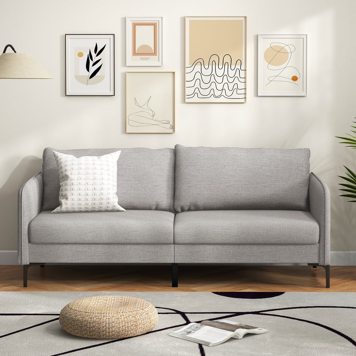 76 in Grey Loveseat Sofa with Shock Absorbing Springs, Washable Cushion Covers and 660 lb Capacity