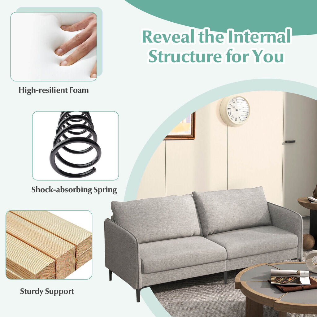 76 in Grey Loveseat Sofa with Shock Absorbing Springs, Washable Cushion Covers and 660 lb Capacity