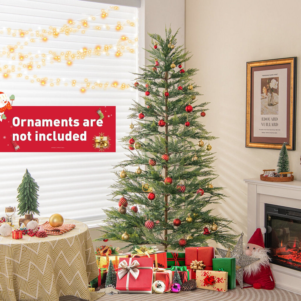 6.5 FT Pre-Lit Artificial Cypress Christmas Tree with 470 PE Tips and 430 Hidden Warm White LEDs