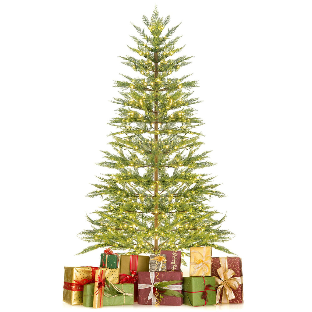 6.5 FT Pre-Lit Artificial Cypress Christmas Tree with 470 PE Tips and 430 Hidden Warm White LEDs
