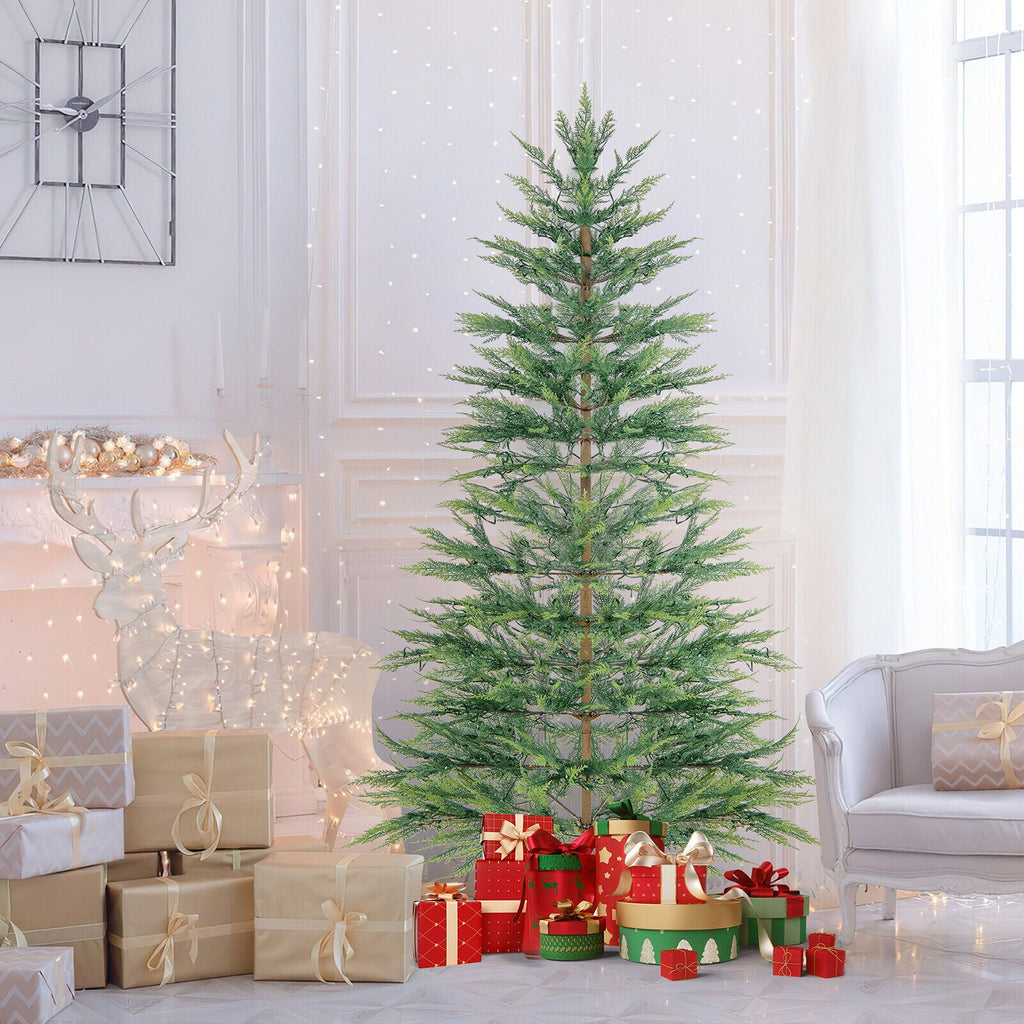 6.5 FT Pre-Lit Artificial Cypress Christmas Tree with 470 PE Tips and 430 Hidden Warm White LEDs