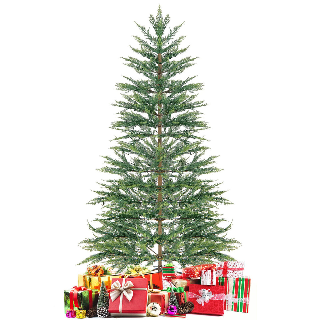 6.5 FT Pre-Lit Artificial Cypress Christmas Tree with 470 PE Tips and 430 Hidden Warm White LEDs