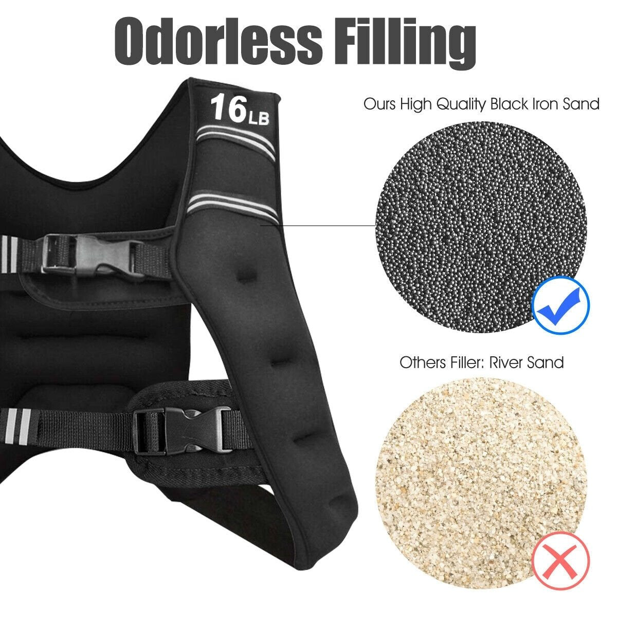 Workout Weighted Vest with Mesh Bag Adjustable Buckle