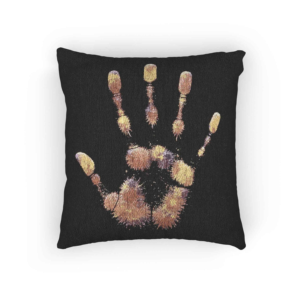 Metallic Handprint Woven Pillow | Boho Accent Throw Pillow