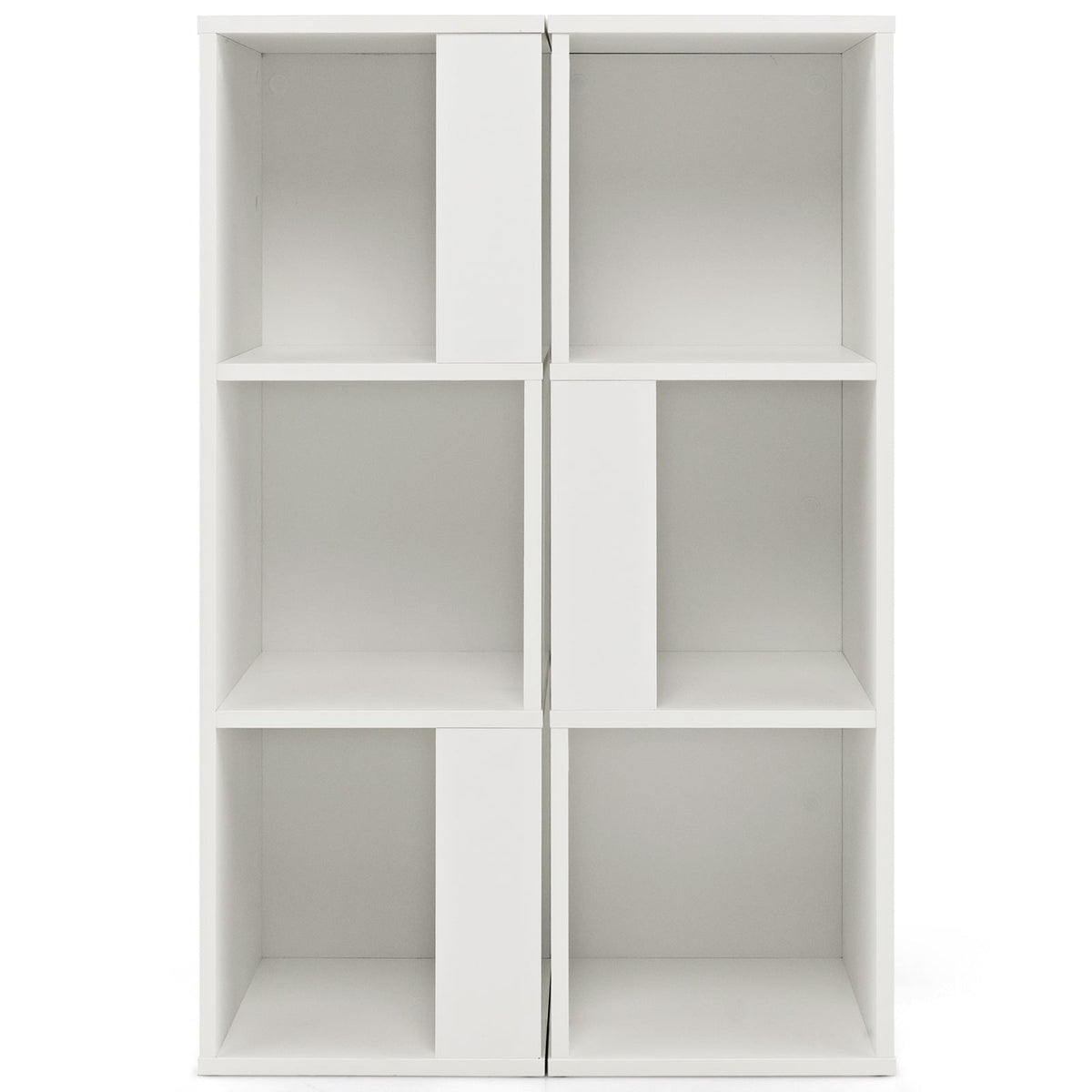 3 Tier Bookcase Pair, 6 Cubes in Two Freestanding Units, White