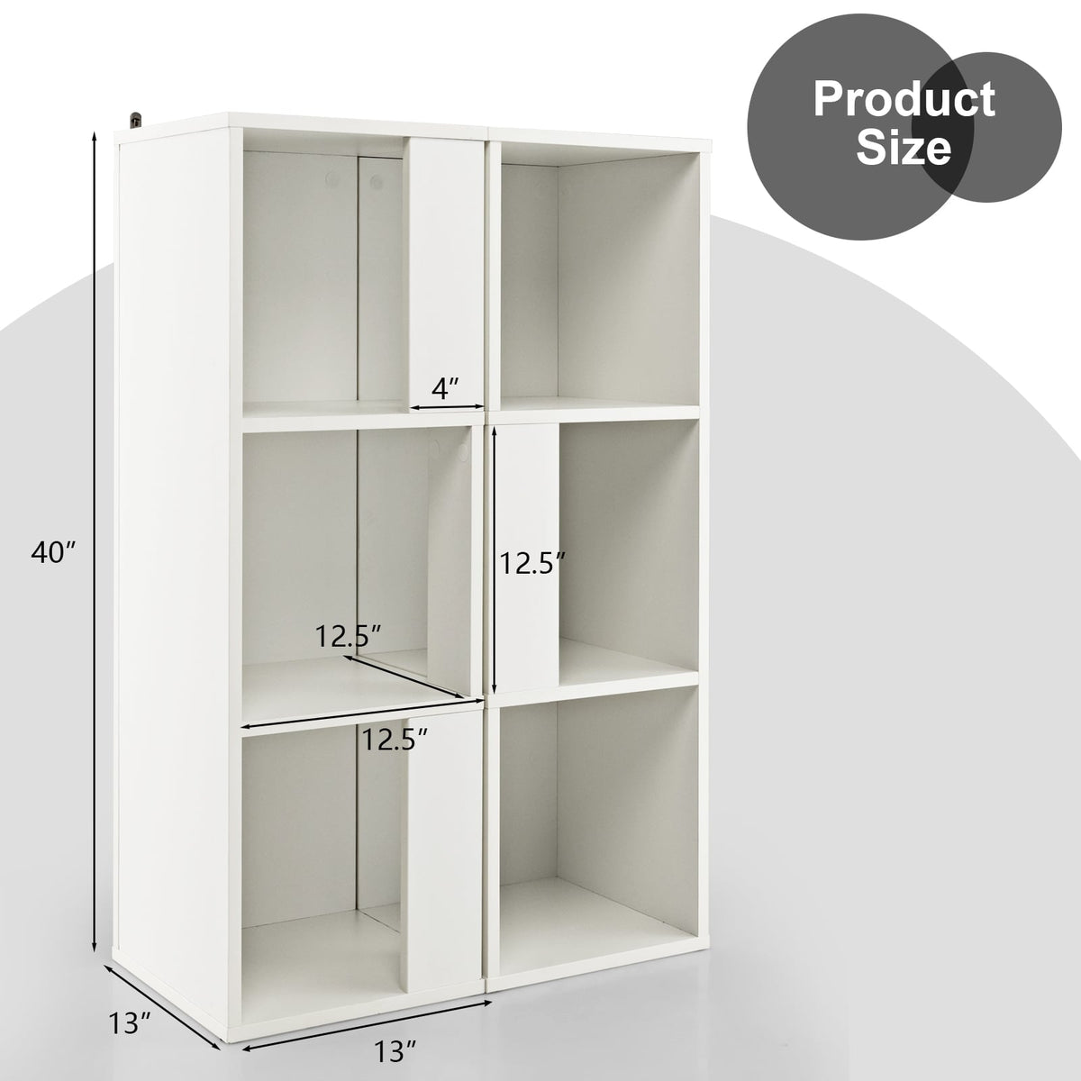 3 Tier Bookcase Pair, 6 Cubes in Two Freestanding Units, White