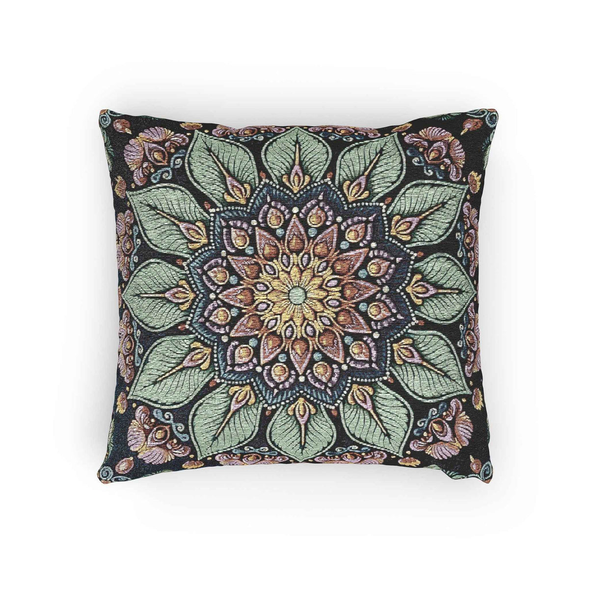 Mandala Floral Mosaic Woven Pillow | Boho Decorative Cushion Cover