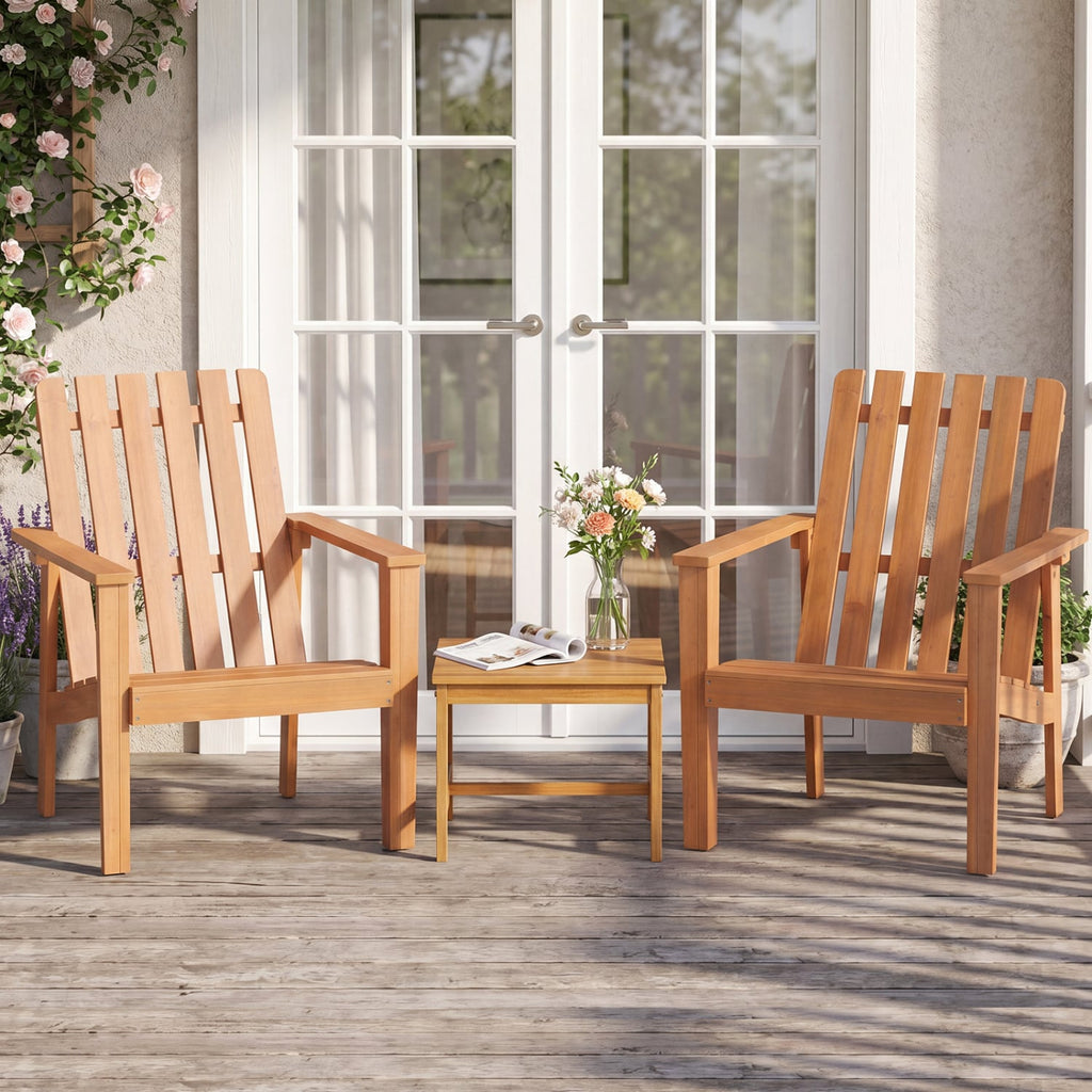 17” Square Patio Acacia Wood Side Table with Slatted Tabletop-Set of 2