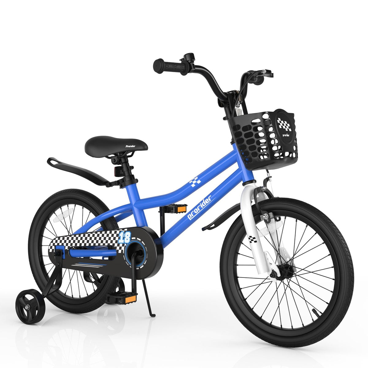 18 Inch Kids Bike with Removable Training Wheels and Kickstand, Navy