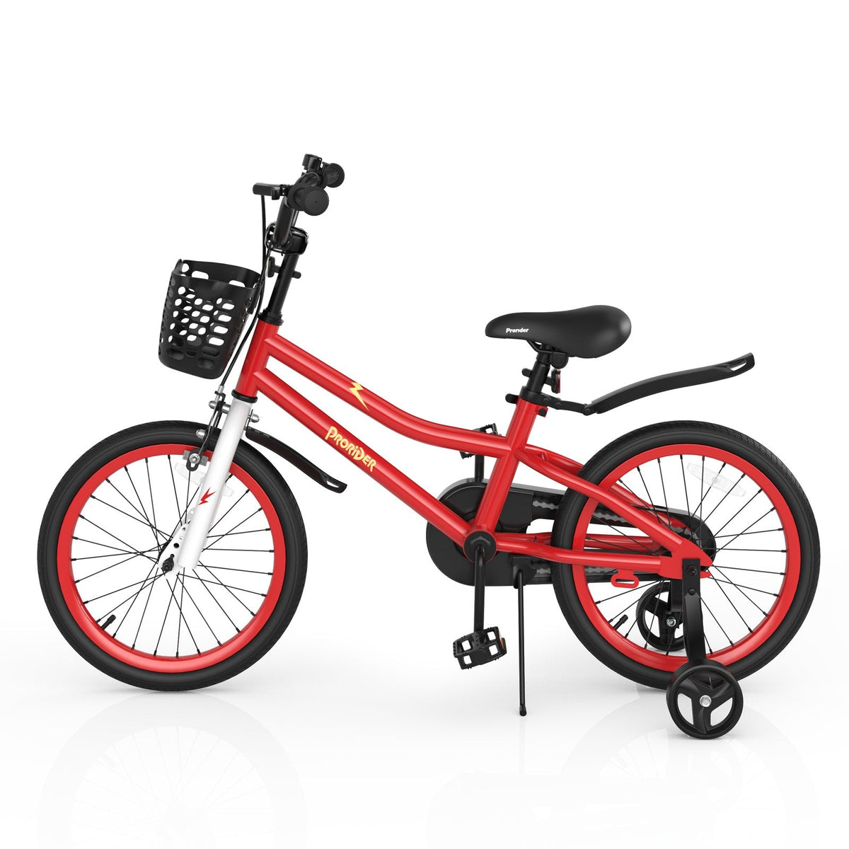 18 Inch Kids Bike with Removable Training Wheels, Red