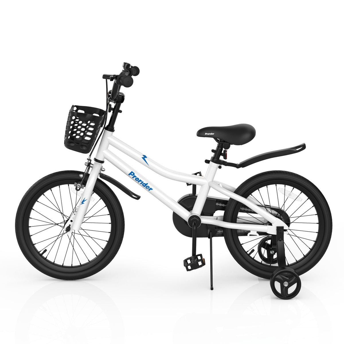 18 Inch Kids Bike with Removable Training Wheels, White