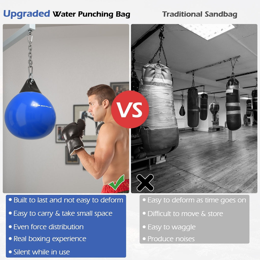 18 Inch 110 Pound Heavy Punching Water Aqua Bag with Adjustable Metal Chain-Blue