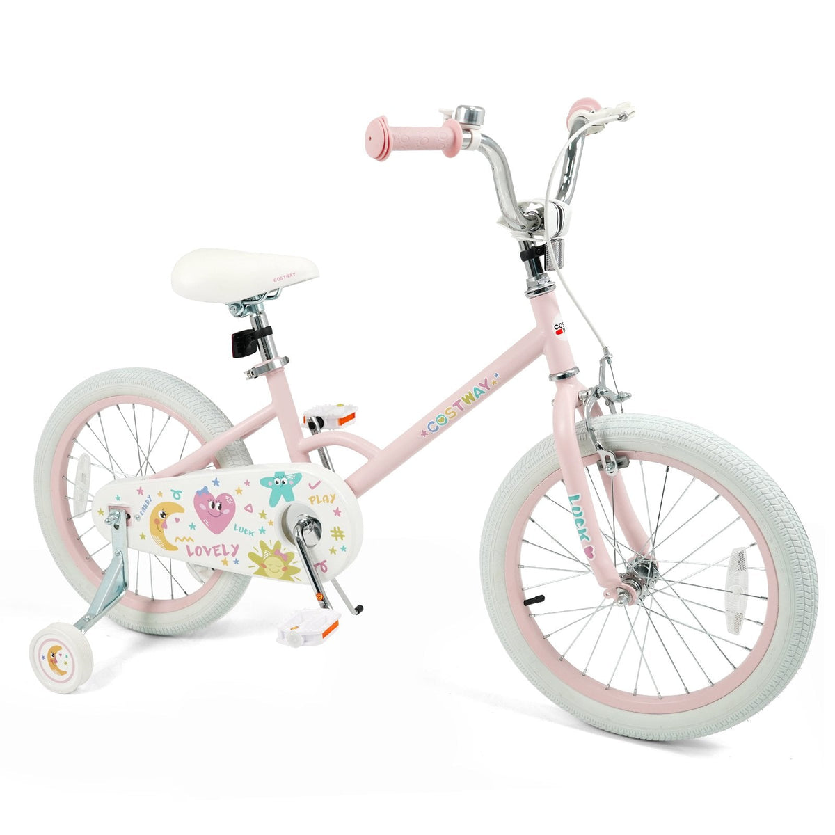 18 Inch Kids Bike with Kickstand, Reflectors and Removable Training Wheels, Pink