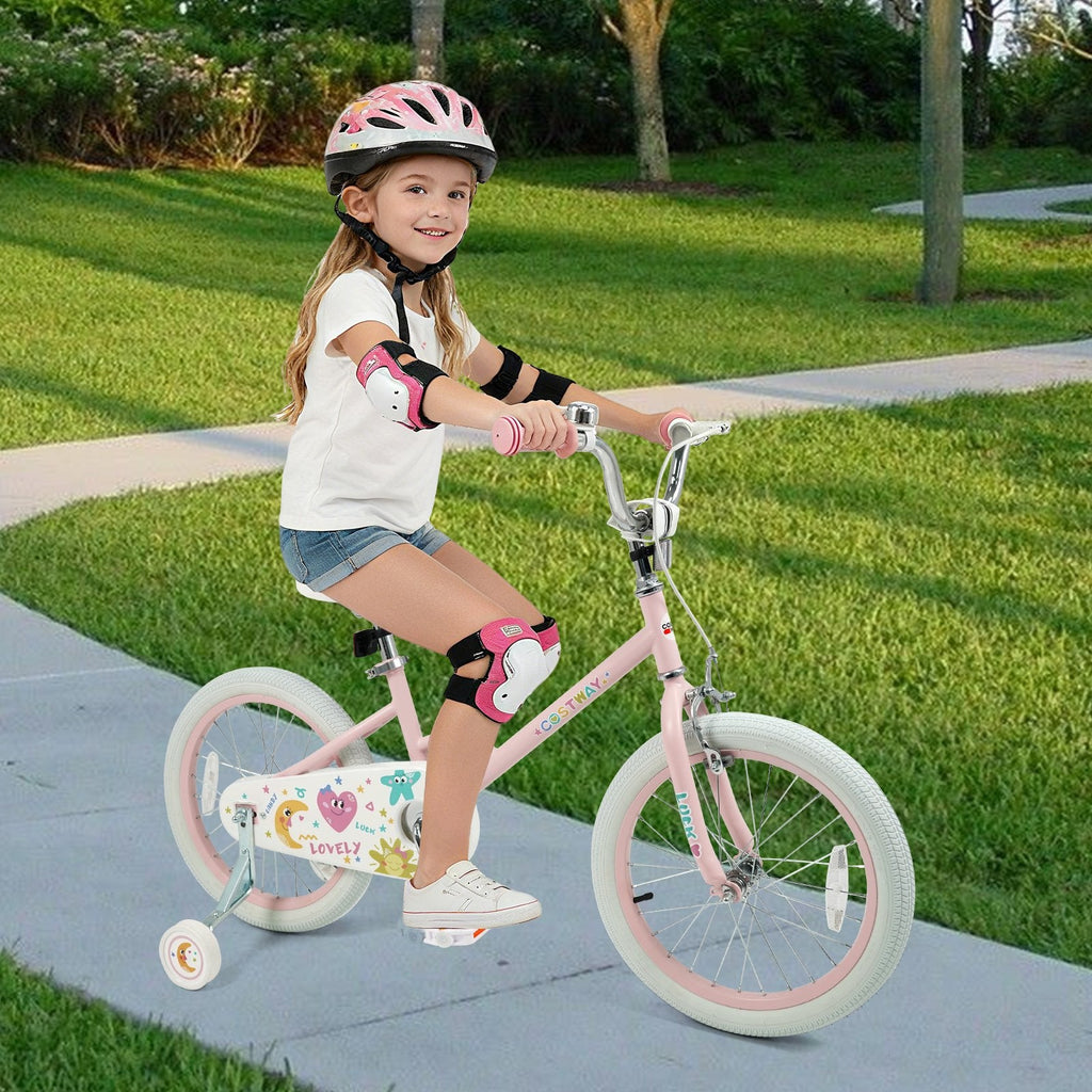 18 Inch Kids Bike with Kickstand, Reflectors and Removable Training Wheels, Pink