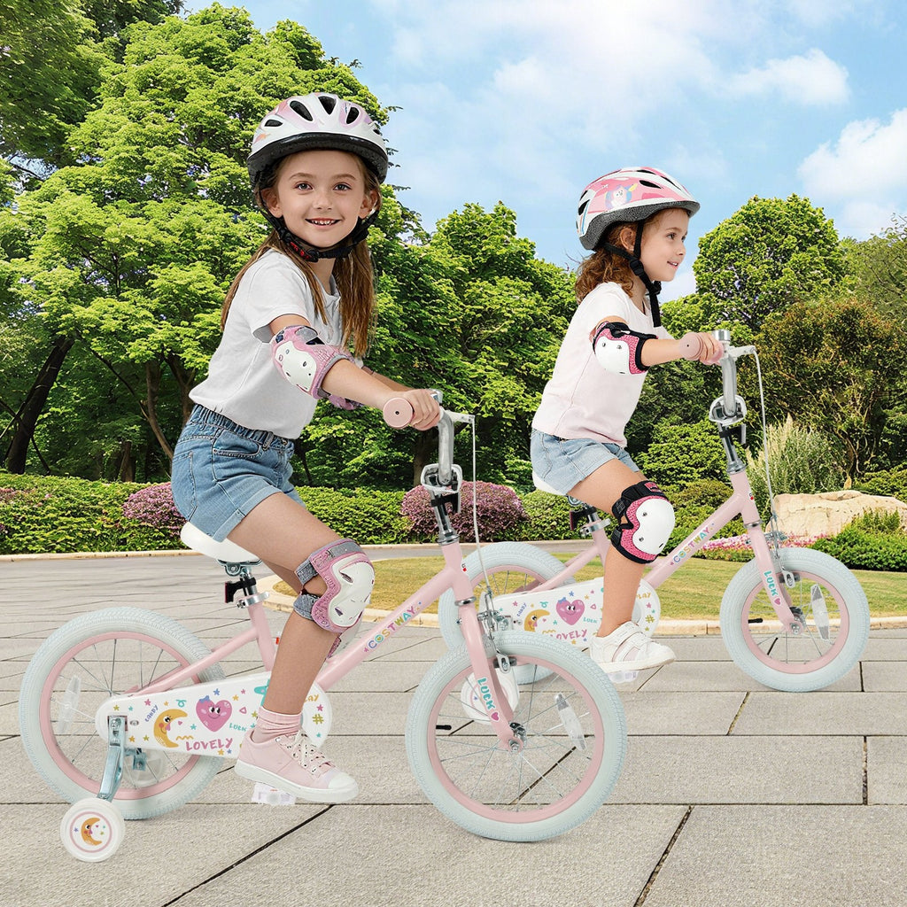 18 Inch Kids Bike with Kickstand, Reflectors and Removable Training Wheels, Pink