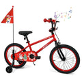 18 Inch Kids Bike with Front V Brake, Speaker and Training Wheels, Red