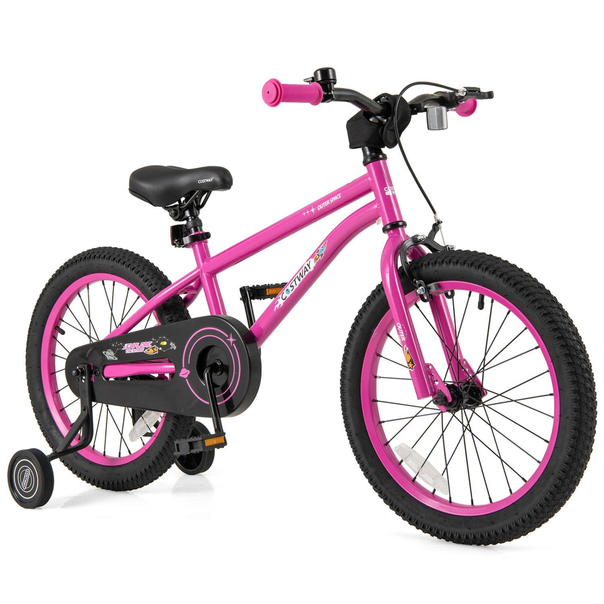 18 Inch Kids Bike with Removable Training Wheels, Kickstand and Reflectors, Pink
