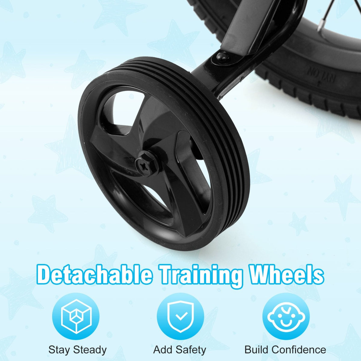 18 Inch Kids Bike with Basket, Kickstand and Detachable Training Wheels, Black