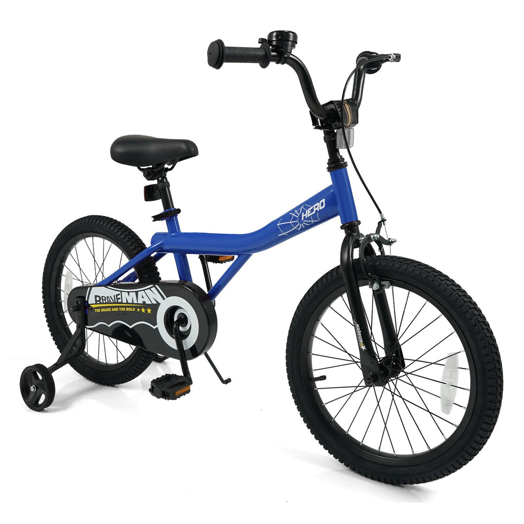 18 Inch Kids Bike with Kickstand and Removable Training Wheels, Navy