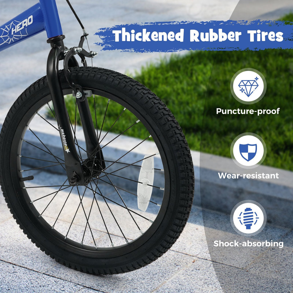 18 Inch Kids Bike with Kickstand and Removable Training Wheels, Navy