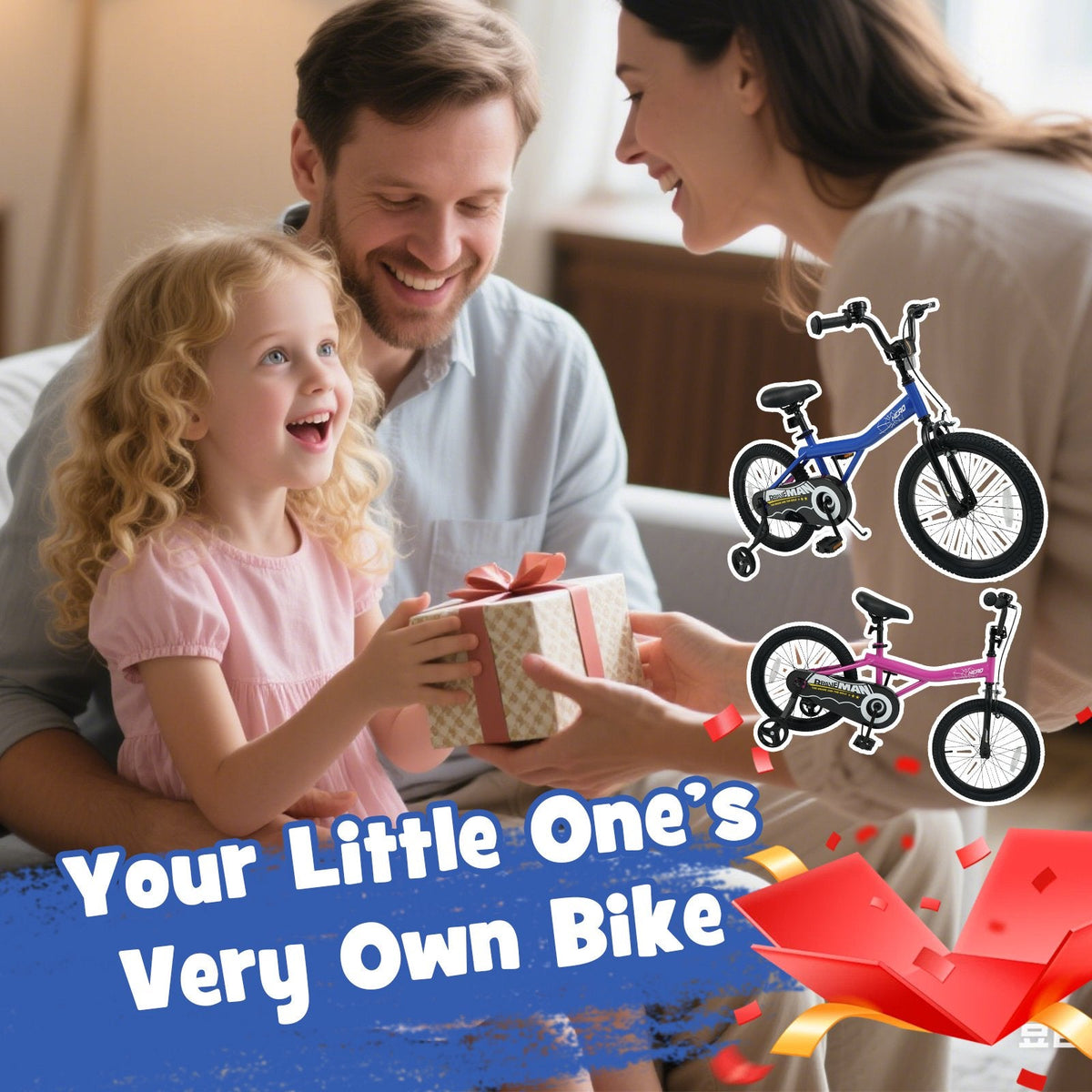 18 Inch Kids Bike with Kickstand and Removable Training Wheels, Navy