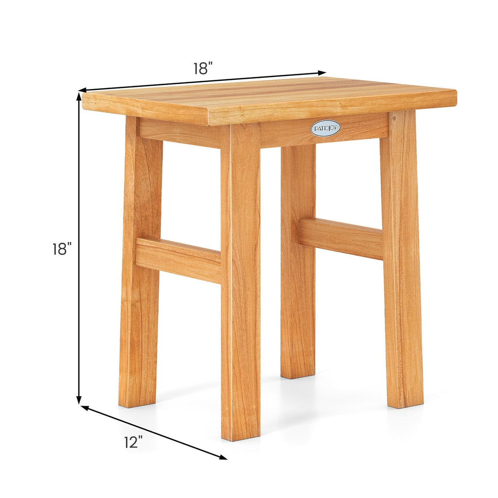 18 Inch Teak Shower Bench Spa Bath Stool for Shaving Legs