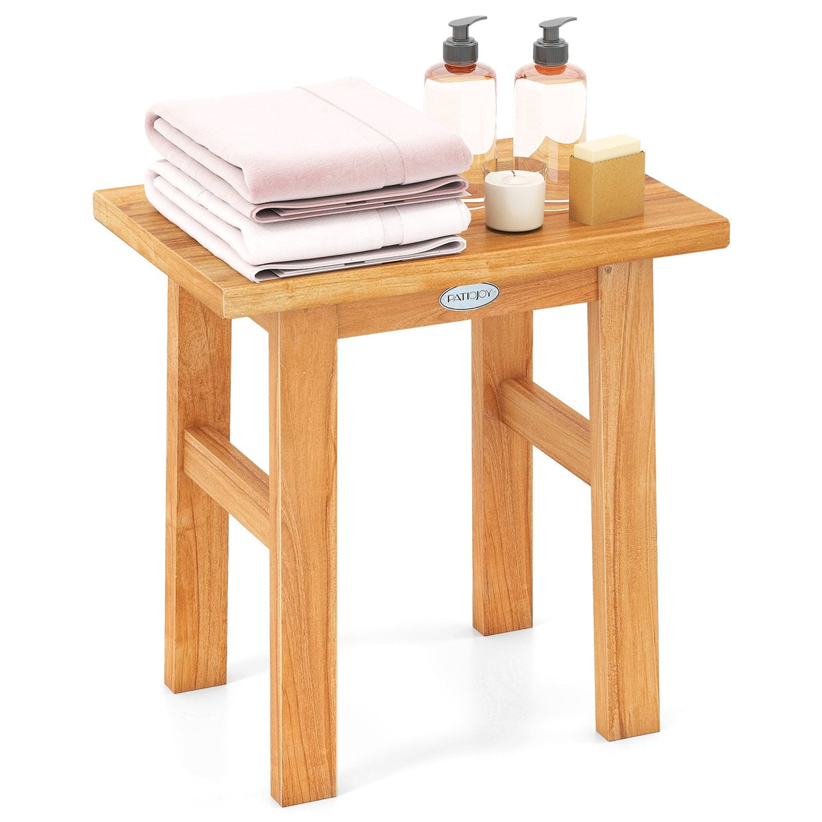 18 Inch Teak Shower Bench Spa Bath Stool for Shaving Legs