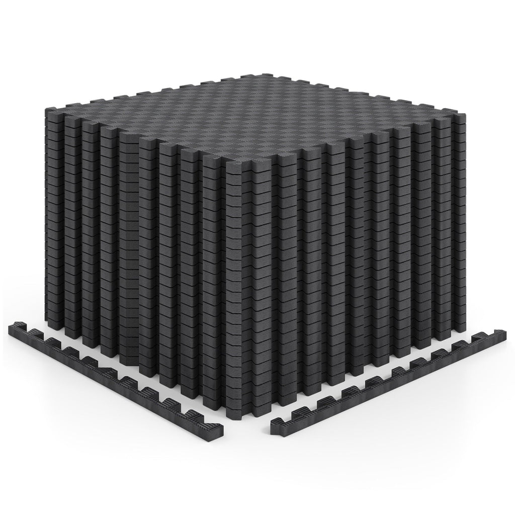 18 PCS Puzzle Exercise Mat EVA Foam Interlocking Floor Tiles-Black