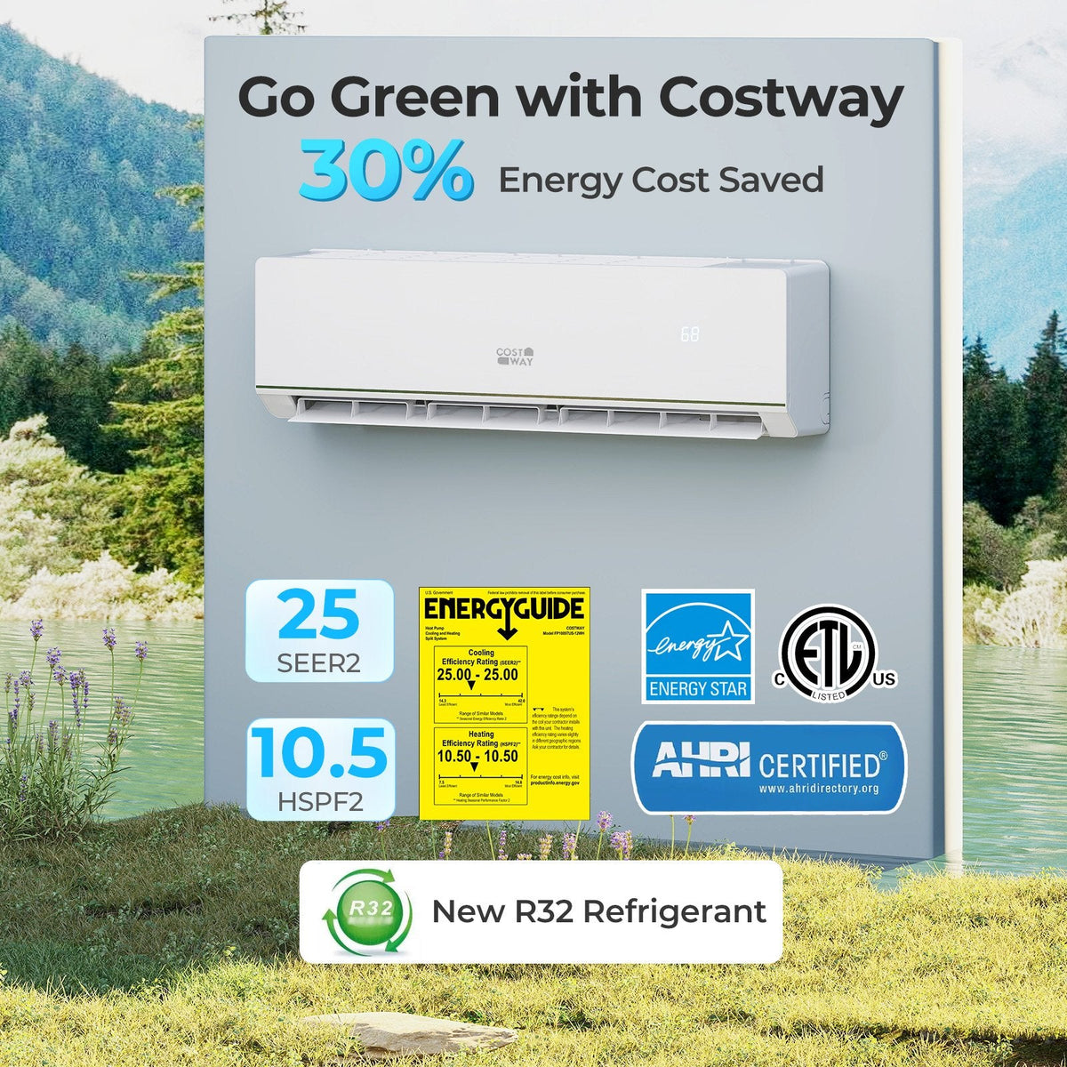 SEERXtreme Series ENERGY STAR Certified 18000 BTU 25 SEER2 208-230V Mini Split Heat Pump Heating at -25℃