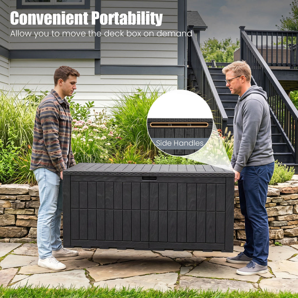 180 Gal Outdoor Deck Box All-Weather Lockable Storage Bin with Lid and Handles-Black