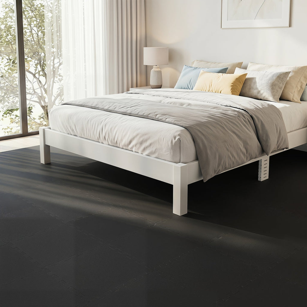 18 Pack Interlocking EVA Foam Floor Tiles with Boarders-Black