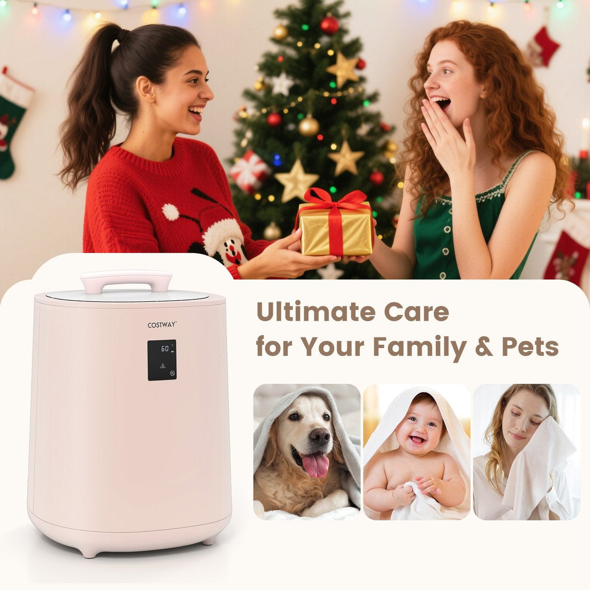 18L Large Towel Warmer with LED Display and Auto Shut off-Pink