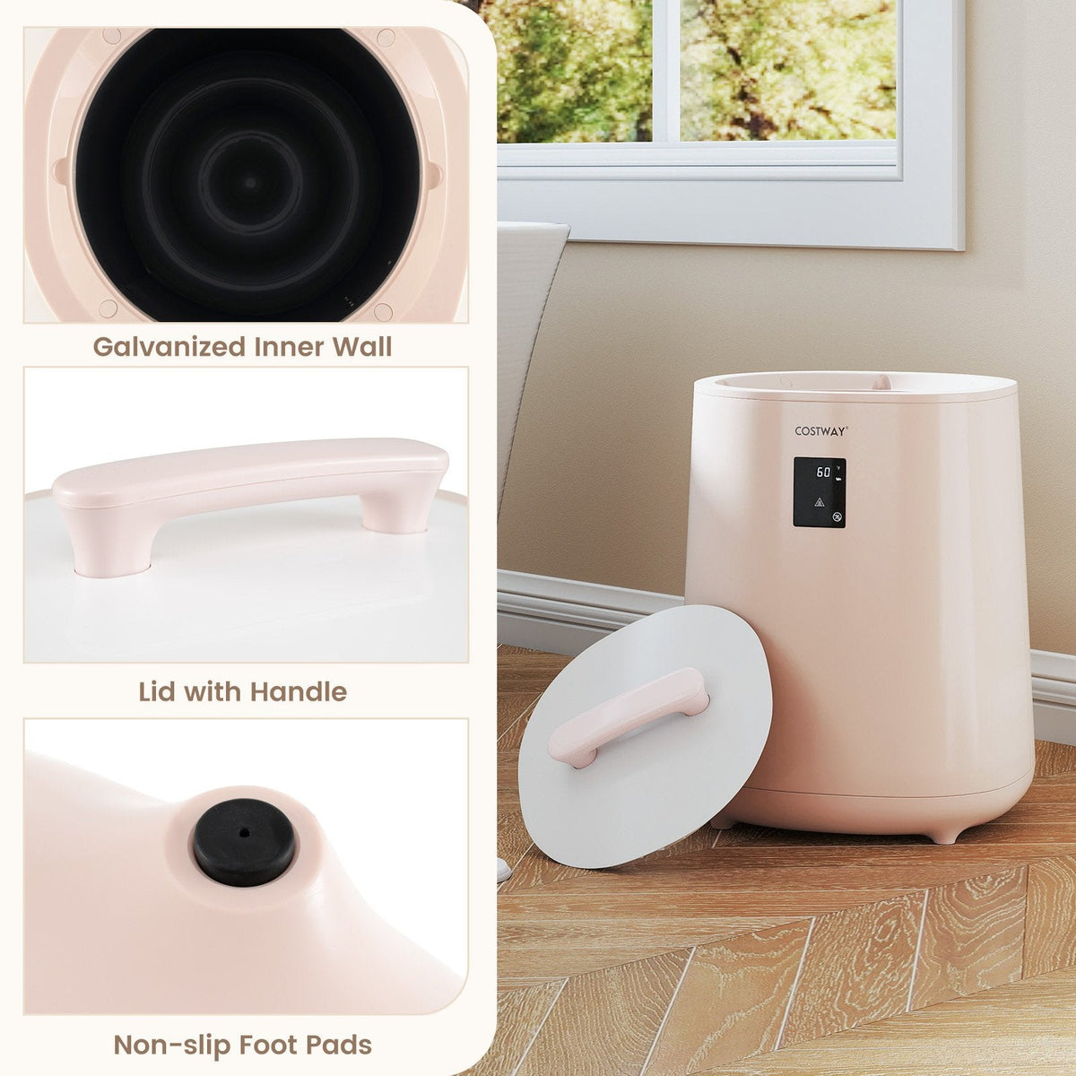 18L Large Towel Warmer with LED Display and Auto Shut off-Pink