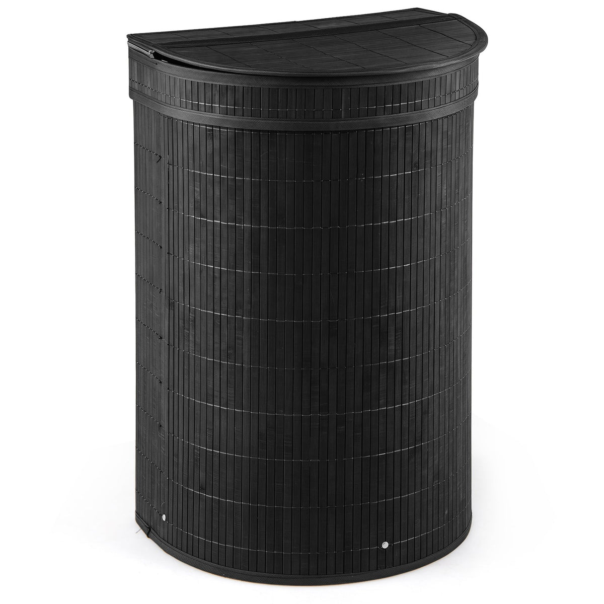 19 Gal Capacity Bamboo Laundry Hamper with Zippered Lid-Black
