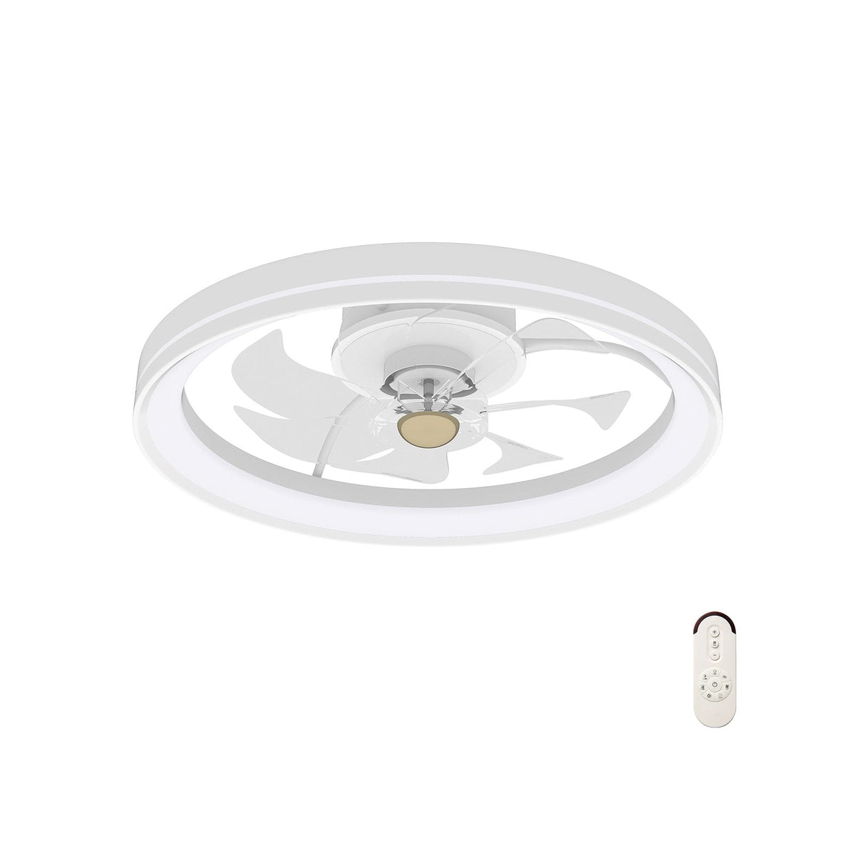 19 Inch Ceiling Fan Low Profile Flush Mount Fan with 3000-6500K Dimmable LED-White