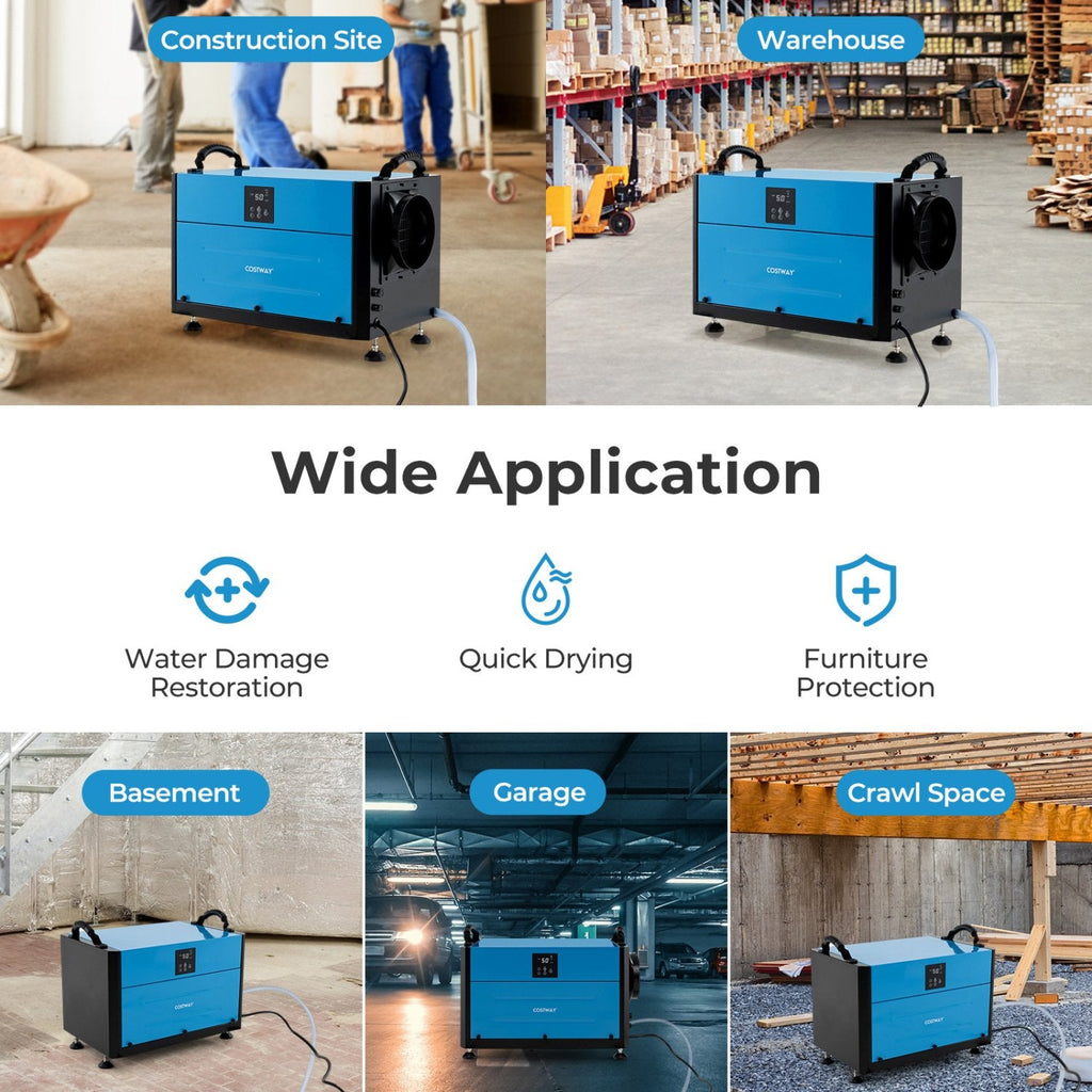 192 Pint Crawl Space Dehumidifier, 65 Pints DOE, CSA Certified, 2600 Sq Ft, 237 CFM, Blue